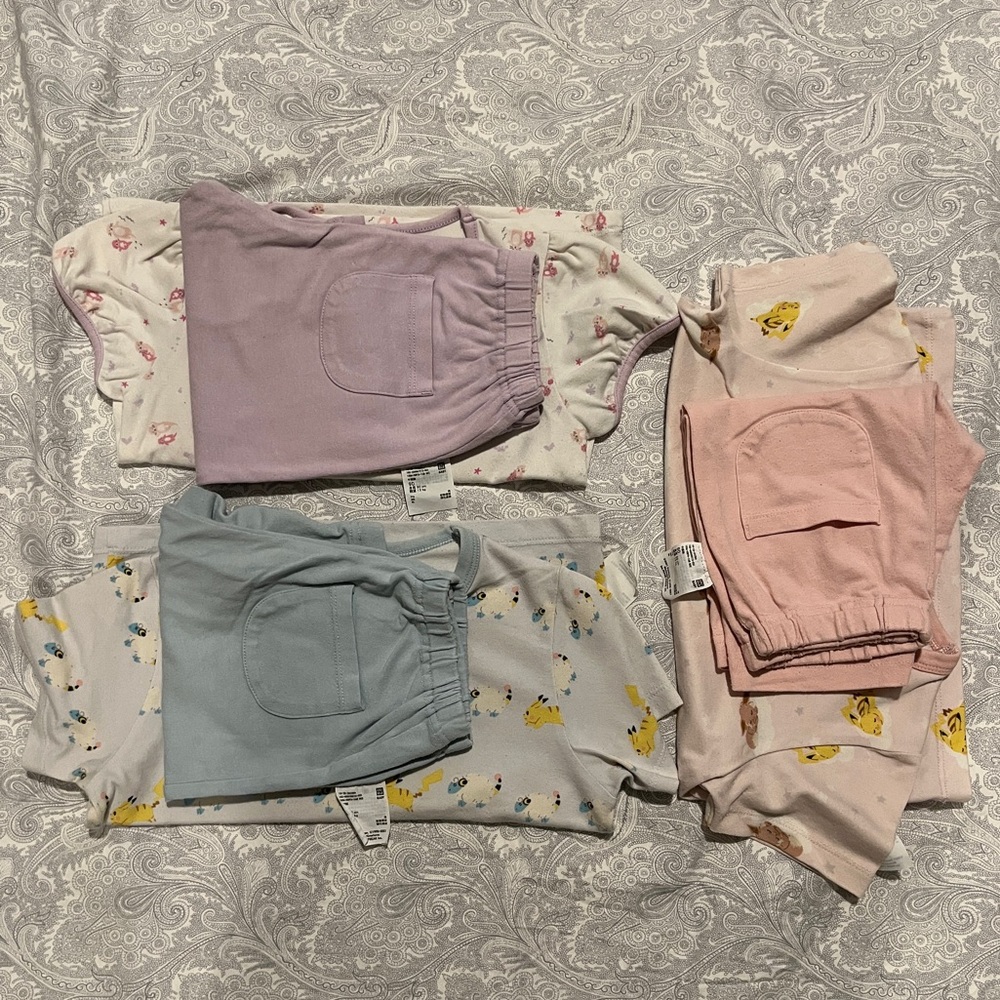 Uniqlo Kids' Short Sleeve Pajama Set BUNDLE of 3 Size 3T